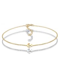 Elli Damen Armband Set "2er-Set Anker 925 Sterling Silber vergoldet", 16cm, ohne Stein, Silber 925 (Sterlingsilber), silber, Silber 925
