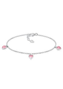 Elli Damen Armband "Herz Zirkonia Pink 925 Sterling Silber", 14cm, ohne Stein, Silber 925 (Sterlingsilber), silber, Silber 925 (Sterlingsilber),