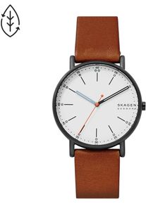 Skagen Damen Quarzuhr "SIGNATUR", braun, Armbanduhren, Armbanduhr, Herrenuhr, Damenuhr, analog, Lederarmband