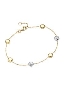 Luigi Merano Damen Armband "Ankerkette mit linsenförmige Zwischenteilen, Gold 585", 19cm, Gelbgold 585-Weißgold 585, gold, Gelbgold 585, Weißgold
