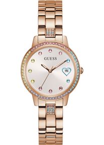 Guess Damen Quarzuhr "THREE OF HEARTS", gold, Armbanduhren, Armbanduhr, Damenuhr