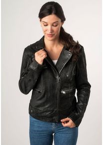 Mauritius Damen Lederjacke "2Wtashi", schwarz, modisch, Gr. XS, unifarben, Obermaterial: 100% Schafsleder. Futter: 100% Baumwolle. Ärmelfutter: 100%