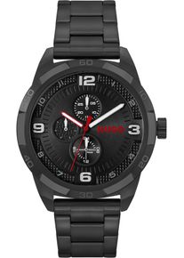Hugo Herren Multifunktionsuhr "GRIP", schwarz, Armbanduhren, Quarzuhr, Armbanduhr, Herrenuhr, Datum, Edelstahlarmband