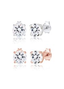 Elli Damen Ohrring-Set "Ohrstecker Glas Kristalle 2er Set 925 Sterling Silber", OneSize,mit Steinen, Silber 925 (Sterlingsilber), rosa, Silber 925
