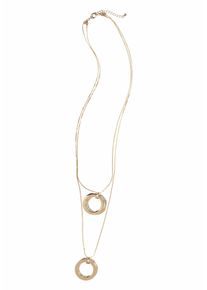 Firetti Damen Lange Kette "2 rhg., mit je doppelten Ringanhänger, glanz", Metall, L: 70cm, gold, Metall, Halsketten