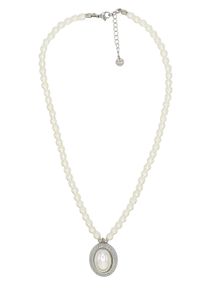 Damen Kette mit Anhänger "Timeless Pearl", silber, Basic, Collezione Alessandro, Metall, Halsketten, Ovaler Anhänger im Vintage-Stil