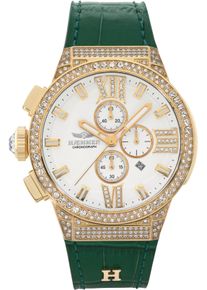 Haemmer Germany Damen Chronograph "EMINENT", grün, Armbanduhren, Quarzuhr, Damenuhr, Datum, Stoppfunktion, Saphirglas, Lederarmband