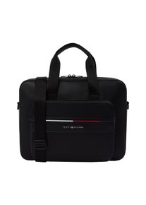 Tommy Hilfiger Damen Laptoptasche "TH FOUNDATION COMPUTER BAG", schwarz, Lederimitat, Taschen, Unisex Geschäftstasche, Umhängetasche, Henkeltasche,