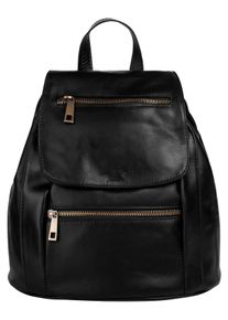 Samantha Look Cityrucksack, schwarz, Rindsleder, Leder, beschichtet, leicht glänzend, klassisch, Rucksäcke, echt Leder, Made in Italy