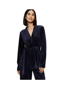 Triumph Damen Morgenmantel "Sensual Velour Robe Top", Gr. 40, blau, Velours, unifarben, Hausmäntel, elegante lässige Passform
