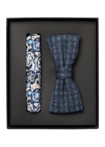 Venti Herren Fliege "Venti Set aus Fliege und Einstecktuch gemustert", blau, 50% Viskose, 50% Polyester, Fliegen