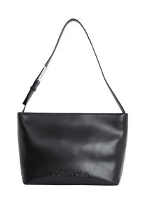 Calvin Klein Damen Shopper "EMBOSSED LOGO MEDIUM SHOPPER", schwarz, Polyester, Lederimitat, Taschen, große Umhängetasche, Schultertasche,