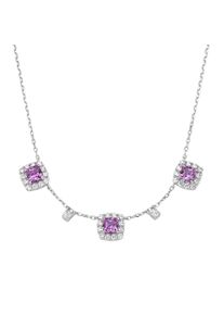 Damen Collier "Ziersteine, Zirkonia weiß, Silber 925", 45cm, Silber 925 (Sterlingsilber), pink, Giorgio Martello MILANO, Silber 925 (Sterlingsilber),