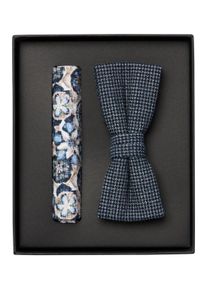 Venti Herren Fliege "Venti Set aus Fliege und Einstecktuch gemustert", blau, 50% Viskose, 50% Polyester, Fliegen