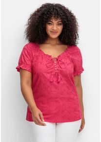 sheego by Joe Browns Große Größen Tunika mit Lochstickerei und Rüschen Gr. 44 pink von sheego für Damen