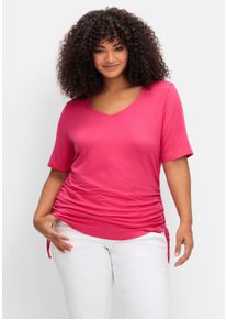 sheego by Joe Browns Große Größen Shirt mit seitlichem Tunnelzug und längerem Halbarm Gr. 40/42 pink von sheego für Damen