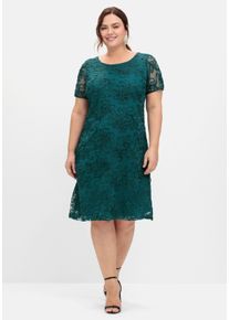 Große Größen Cocktailkleid aus Mesh, mit Zierborten Gr. 42 blau von sheego für Damen