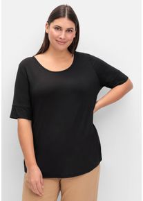 Große Größen Jerseyshirt mit abgerundetem Saum Gr. 54 schwarz von sheego für Damen