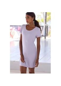 Nachthemd Vivance DREAMS, Damen, Gr. 36/38, N-Gr, lila (lavendel), Rippware, Obermaterial: 92% Modal (TENCELTM), 8% Elasthan, unifarben, bequem kurz, Rundhals, eingesetzt Babylock, Kleider Nachthemd, aus angenehmer Rippware