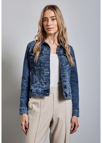 Street One Damen Jeansjackemid blau random, casual, Gr. 36, unifarben, Web, 82% Baumwolle, 15% Polyester, 3% Elasthan, Jacken, mit Brusttaschen