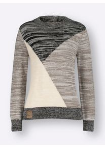 sheego Gro&szlig;e Gr&ouml;&szlig;en Pullover in Melange-Qualit&auml;t, taupe-schwarz-meliert, Gr&ouml;&szlig;e 48 - Damen