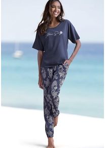 Vivance Dreams Pyjama mehrfarbig Gr. 32/34 für Damen. Rundhals und Allover-Druck, Print. Bequem. Nachhaltig.