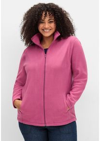 Große Größen Kuschelige Fleecejacke mit Reißverschluss Gr. 56 lila von sheego für Damen