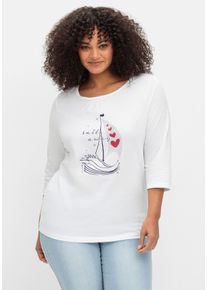Große Größen 3/4-Arm-Shirt mit maritimem Frontdruck Gr. 56 beige von sheego für Damen