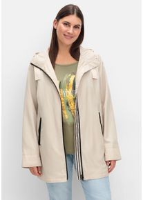 Große Größen Kapuzenjacke in leichter Qualität, mit Kontrastdetails Gr. 44 beige von sheego für Damen