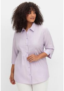 Große Größen Bluse mit Biesen und 3/4-Ärmeln Gr. 44 lila von sheego für Damen