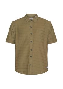 KnowledgeCotton Apparel Loose S/S Solid Striped Jersey Hemd Herren (Gr S |beige)