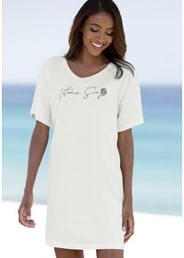 Vivance Dreams Sleepshirt beige Gr. 32/34 für Damen. Rundhals und Druck. Bequem. Nachhaltig.