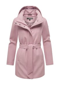 Marikoo Damen Kurzmantel "Katalinaa"lila rose, Gr. M, 90% Polyester 10% Viskose, Mäntel, Eleganter Wickel Mantel mit Taillengürtel und Oversized Hood