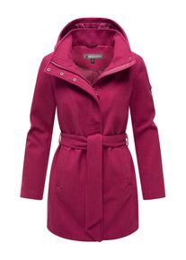 Marikoo Damen Kurzmantel "Katalinaa"berry wine, Gr. L, 90% Polyester 10% Viskose, Mäntel, Eleganter Wickel Mantel mit Taillengürtel und Oversized