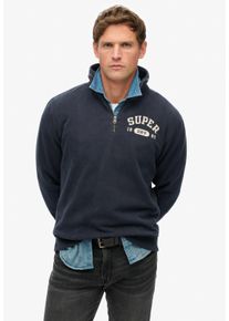 Superdry Herren Sweatshirt "ATHLETIC ESS HALF ZIP"bradley navy, modisch, Gr. L, bedruckt, angeraute Sweatware, Obermaterial: 100% Baumwolle,