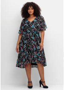 sheego by Joe Browns Große Größen Chiffonkleid mit Blumendruck und Flügelärmeln Gr. 52 blau geblümt von sheego für Damen