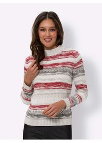 Classic Basics Damen Stehkragenpullover "Langarm-Pullover", rot, Gr. 52, gemustert, mehrfarbig, 100% Polyacryl, Pullover