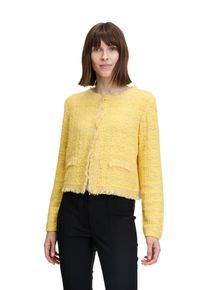 Betty Barclay Damen Strickjacke "Betty Barclay Strick-Cardigan mit Fransen", gelb, elegant, Gr. 42, Strick, Obermaterial: 46% Baumwolle, 35%