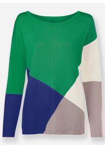 Heine Damen Strickpullover "Pullover", blau, Gr. 40, gemustert, mehrfarbig, 80% Viskose, 20% Polyamid, Pullover