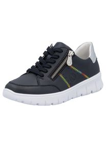 Rieker Damen Sneaker, Gr. 40, silber, Leder, kontrastfarbene Details, sportlich, Schuhe, Schnürschuh, Halbschuh, Freizeitsneaker, seitlicher