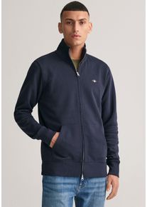 Gant Herren Sweatjacke "REG SHIELD FULL ZIP SWEAT", blau, casual, Gr. S, unifarben, Sweatware, Obermaterial: 87% Baumwolle, 13% Polyester,