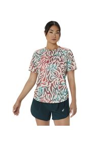 asics Damen Laufshirt "ROAD ALL OVER PRINT SS TOP", weiß, sportlich, Gr. XL, Obermaterial: 100% Polyester, Shirts