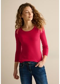Cecil Damen 3/4-Arm-Shirt, rot, casual, Gr. XXL, unifarben, Web, 100% Baumwolle, Shirts, aus reiner Baumwolle