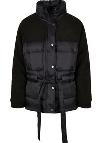 Urban Classics Damen Winterjacke "Urban Classics Damen Ladies Sherpa Mix Puffer Jacket", schwarz, casual, Gr. XL, unifarben, 100% Polyester, Jacken