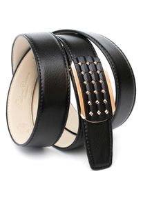 Anthoni Crown Damen Ledergürtel, schwarz, Gr. 110, unifarben, Leder, Gürtel, mit Fashion-Koppelschließe in Bicolor-Optik