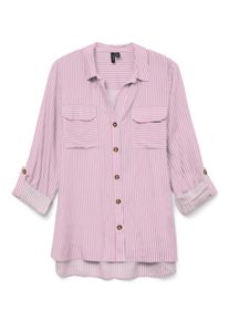 Véro Moda VERO MODA Damen Hemdbluse "VMBUMPY L/S SHIRT NEW WVN GA NOOS", rosa, modisch, Gr. L, gestreift, Web, Obermaterial: 100% Viskose, Blusen