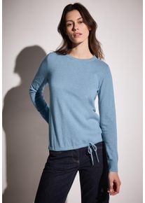 Cecil Damen Strickpullover, blau, casual, Gr. L, unifarben, Web, 100% Baumwolle, Pullover, aus reiner Baumwolle