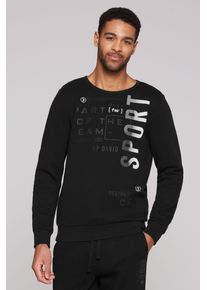 CAMP DAVID Herren Sweater, schwarz, casual, Gr. S, bedruckt, Material: 70% Baumwolle, 30% Polyester, Sweatshirts, mit reflektierenden Details