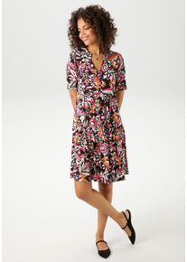 Aniston CASUAL Damen Sommerkleid, bunt, modisch, Gr. 44, bedruckt, geblümt, Single Jersey, Obermaterial: 95% Viskose, 5% Elasthan, Kleider, mit