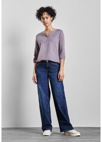 Street One Damen Blusenshirt, lila, casual, Gr. 34, unifarben, Web, 100% Baumwolle, Shirts, mit 3/4 Ärmeln